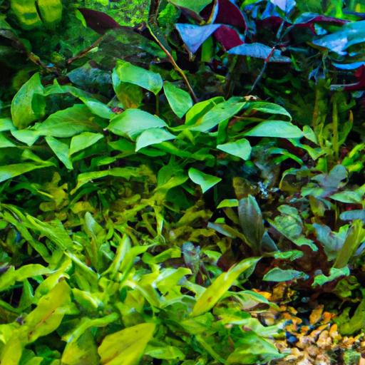 Various Anubias Barteri varieties thriving in a beautifully maintained aquarium