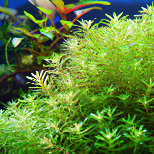 A captivating aquascape featuring the vibrant colors of Limnophila Aromatica