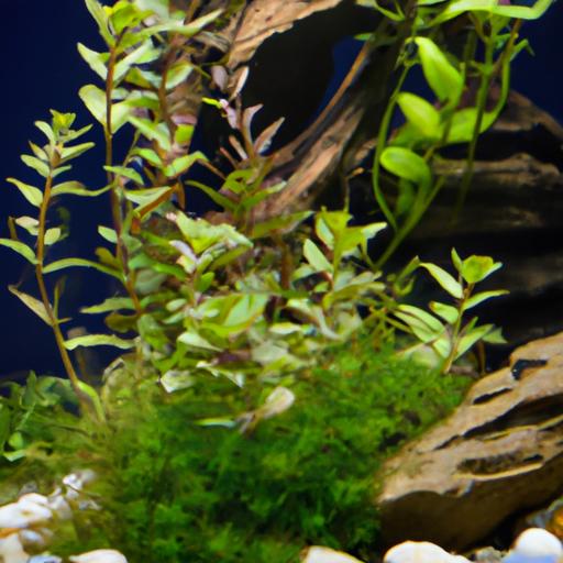 Pogostemon Helferi thrives among other aquatic plants, creating a vibrant and visually stunning aquascape.