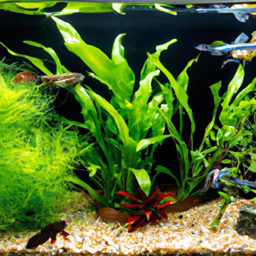 A well-maintained Betta tank with lush green plants.
