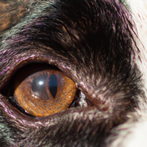 A dog's eye displaying the characteristic signs of ocular melanoma.