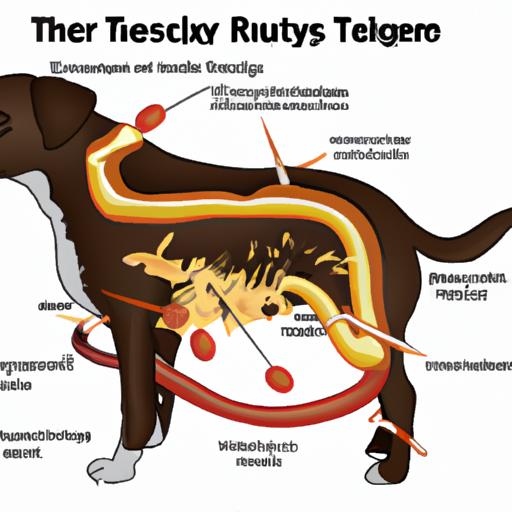 Illustration showcasing the urinary tract system in a dog