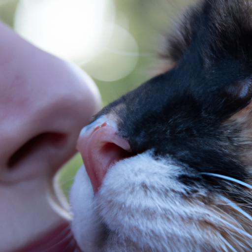 A cat engaging in nose booping behavior to communicate affection.