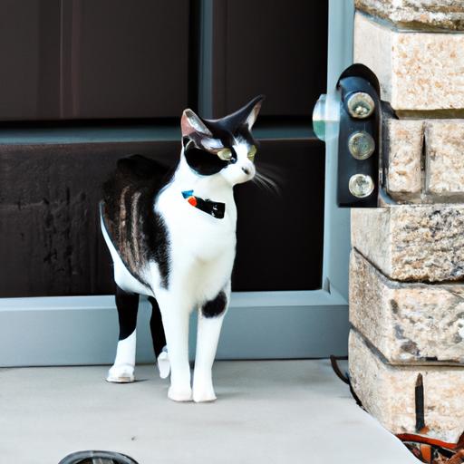 A cat displaying signs of doorbell reactivity, exhibiting alertness near a doorbell.