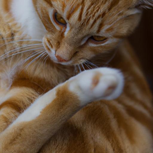 A cat engaging in self-grooming behavior, displaying its innate grooming instincts.