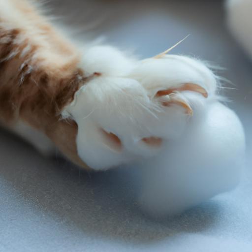 Gently cleaning a cat's paw pad to alleviate hyperemia.
