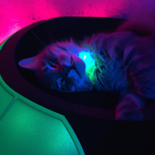 A satisfied cat basks in the benefits of interactive laser toys, feeling content and fulfilled after a play session.