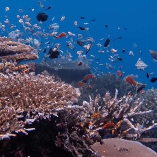 A vibrant coral reef teeming with fish species.