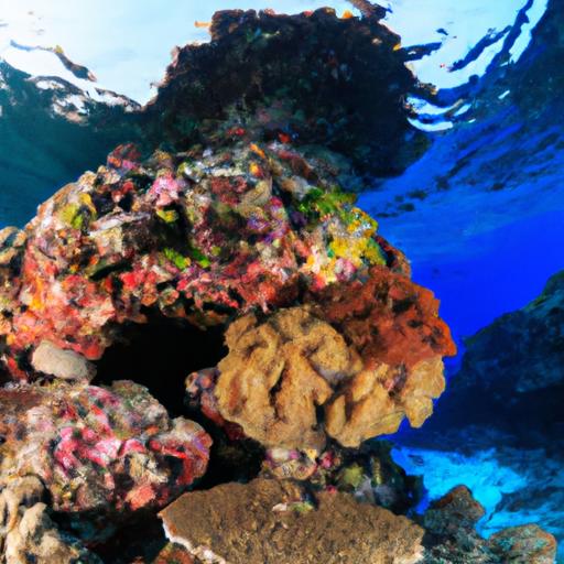 A diverse coral reef ecosystem with soft and hard corals