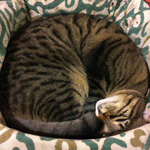 A cozy cat bed is the perfect spot for a cat to take a nap.