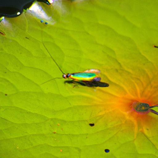 Vibrant Freshwater Insect on a Lily Pad