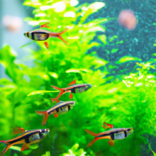 Harlequin Rasbora fish in a vibrant aquarium