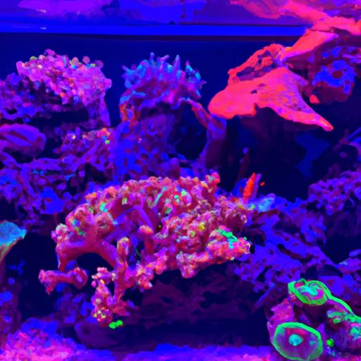 Vibrant macroalgae beautifully integrated into a coral tank.