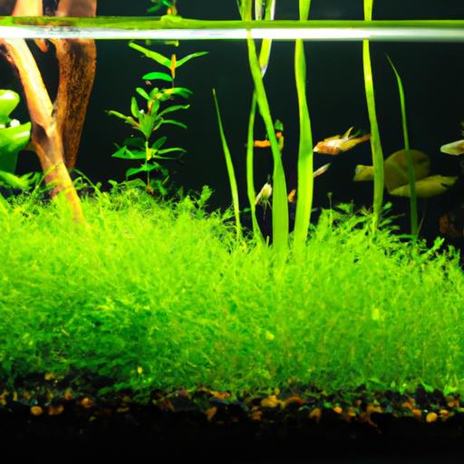 Healthy micro sword plants thriving in a vibrant aquarium