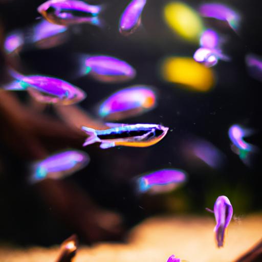 Experience the captivating beauty of rainbowfish as they gracefully swim through a vibrant aquatic paradise.