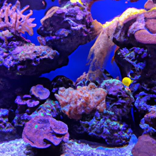 A stunning saltwater aquarium filled with vibrant corals and marine life.