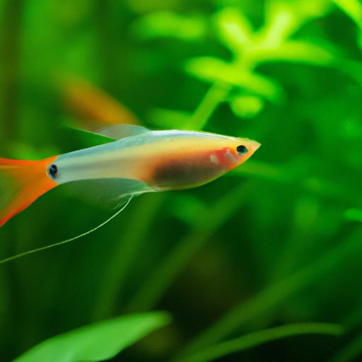 Vibrant swordtail fish in a beautifully aquascaped tank