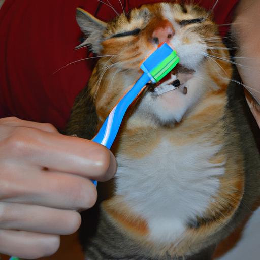 Gently introducing the toothbrush to your cat is an important step in teaching them to enjoy toothbrushing.
