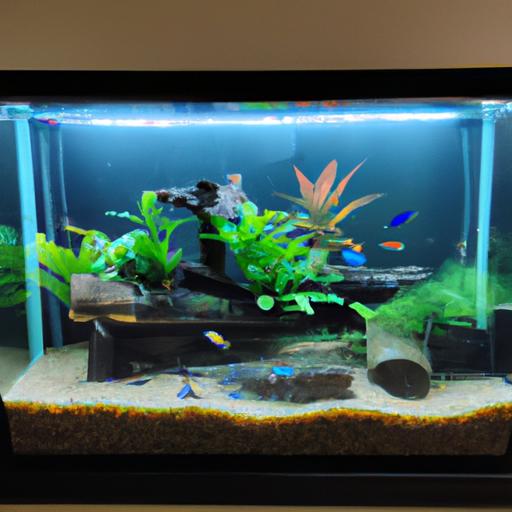 A spacious rectangular aquarium provides ample room for tetras to swim.