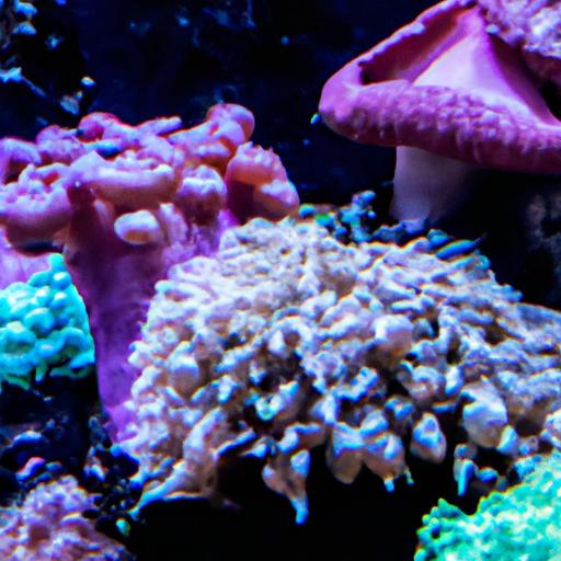 Diverse and captivating unusual coral shapes in a vibrant reef tank.
